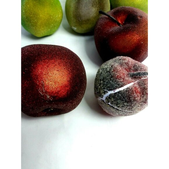 Artificial Fruit Shimmer Faux Sugar Bead Apples Pears Room Home Decor Lot of 6 - Picture 7 of 7